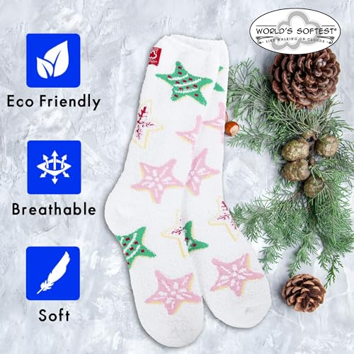 Image of World's Softest Cozy Collection Crew Socks - Smooth Multi Colors Cozy Socks - Knit Top Holiday Spirit Fashion Socks