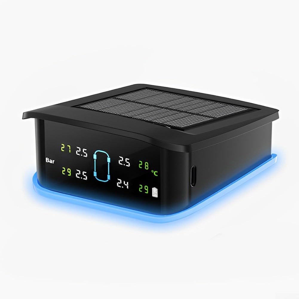 Manometro digitale wireless TPMS System con allarme LED e sensore di temperatura per auto (esterno 4 ruote)