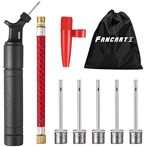 HAPPON - Bomba de aire de doble acción, portátil, ligera, resistente y duradera, con bolsa para fútbol, rugby, voleibol, baloncesto, balonmano y otras pelotas inflables