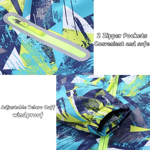 JOYSON Boys Girls Rain Jackets Waterproof Fleece Lined Outerwear Raincoat for Kids Lightweight Windbreaker with Hood4