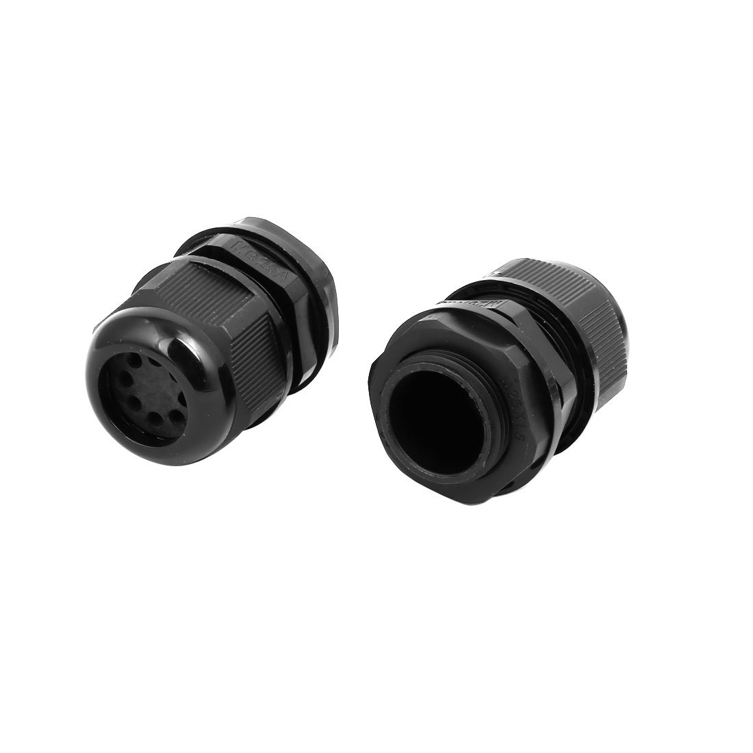 Aexit M25x1.5mm 2.6mm-3.6mm Transmission Adjustable 8 Holes Cable Gland Joint Black 5pcs