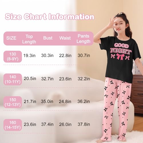 Image of FIOBEE Girls Pajamas Sets 2PCS Summer Pajama Sleepwear Kids Pjs Clothes Short Sleeve for Teen Girl Size 3-14