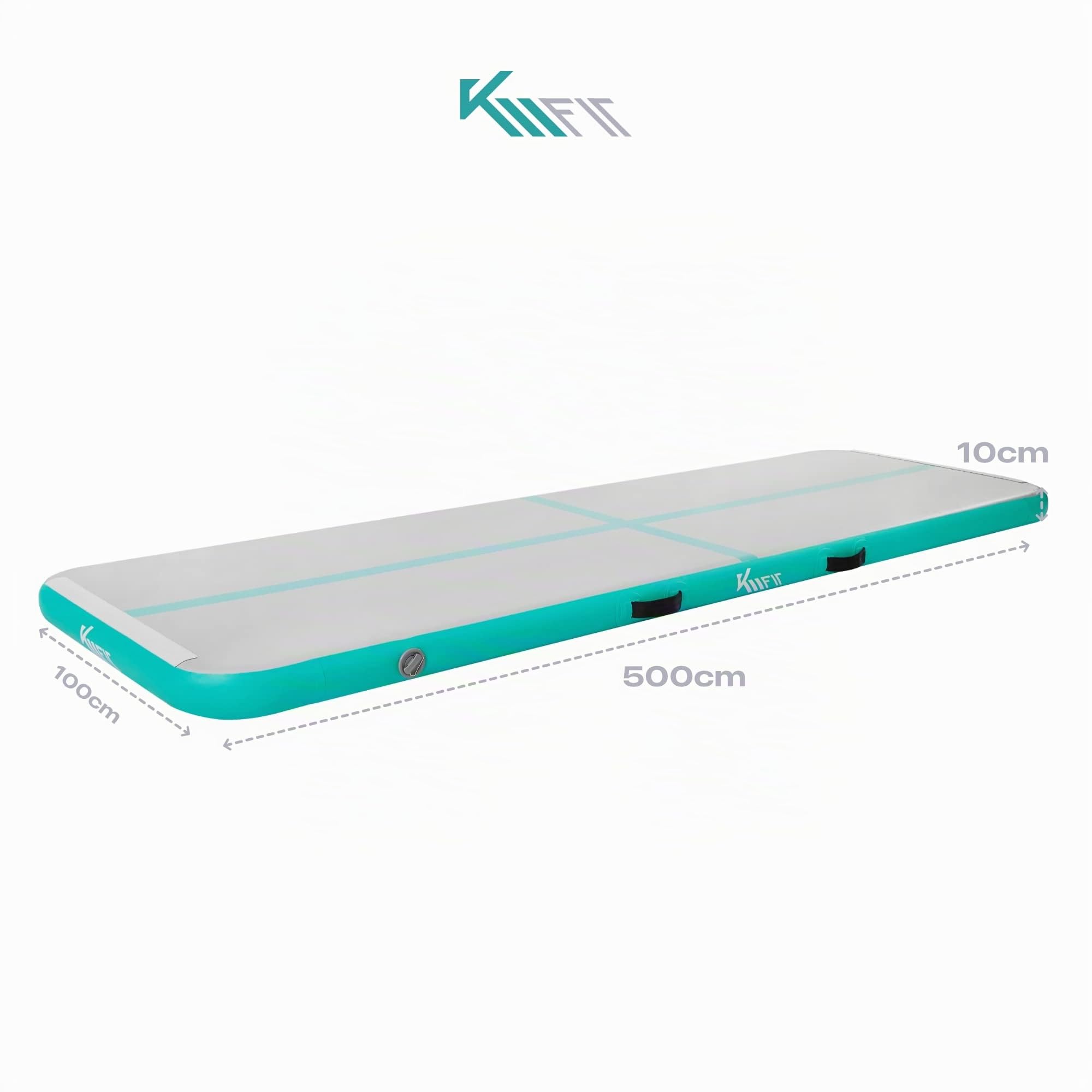 KM Fit Tapis de gymnastique gonflable Airtrack 5 m | Avec sac de transport, pompe à air électrique et kit de réparation | Résistant aux UV | Tapis de tumbling, tapis d'entraînement, tapis de sport