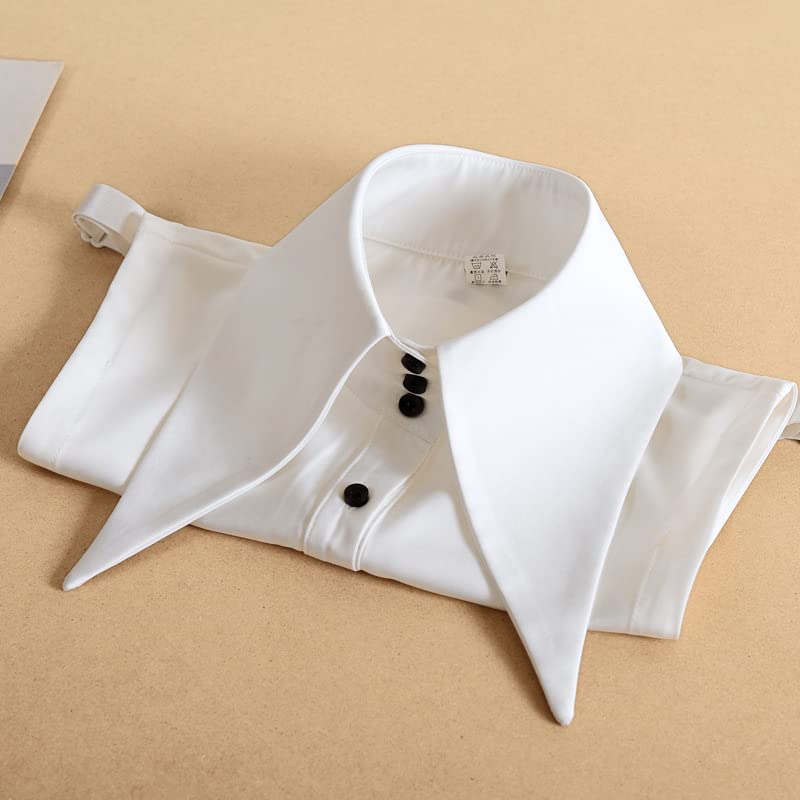 Media camisa blanca con cuello Dickey - Blusa de cuello falso desmontable para mujer, A-blanco 4
