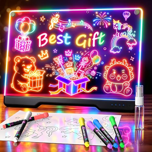 Portable LED Note Board with Light Effects and Markers