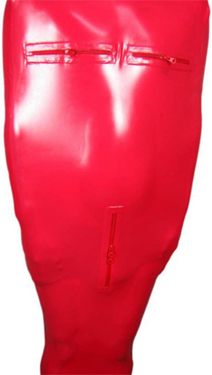Red Full Body Latex Sleeping Bag Chest Crotch and Back Zipper Body Bag Open Nose Rubber Sleep Sack