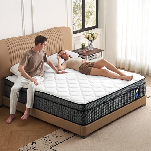 Twin Mattress, 10 Inch Twin Size Hybrid Mattresses in a Box, Memory Foam and Individual Pocket Springs with Motion Isolation & Silent Sleep & Pressure Relief, Fiberglass-Free, Medium Firm, CertiPUR-US