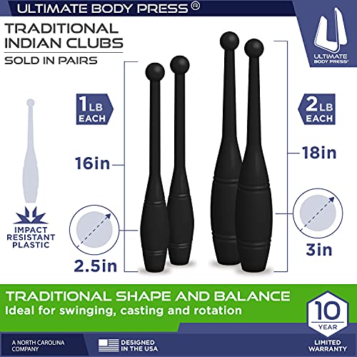 Ultimate Body Press Indian Clubs - Traditional, 1lb pair