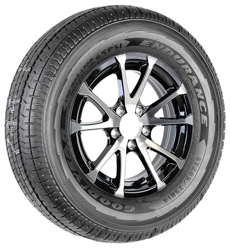 Trailer Tire Fits Goodyear Endurance ST205/75R14 205/75R14 LRD Black Avalanche Aluminum Rim 5L