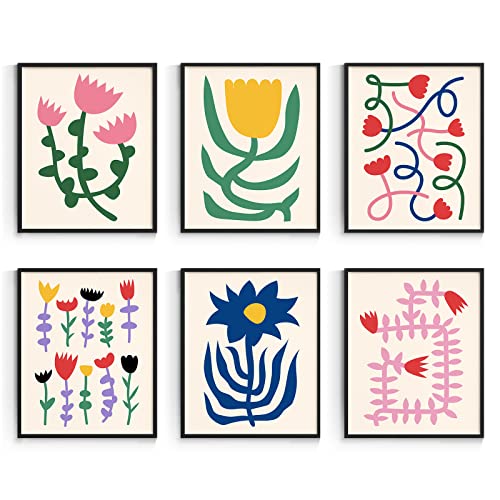 Habseligkeit Boho Wall Art Prints, Flower Market Retro Posters, Vintage Danish Pastel Art Prints, Colorful Abstract Girls Room Decor Aesthetic for Bedroom Wall Decor（8x10inch, Unframed