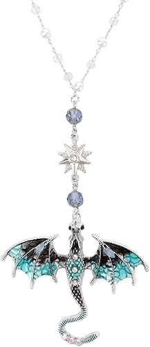 Miniatura 7 de Dije colgante para espejo retrovisor  Dije retro azul plateado con dragón retrovisor para espejo retrovisor, adorno para amantes de los dragones de