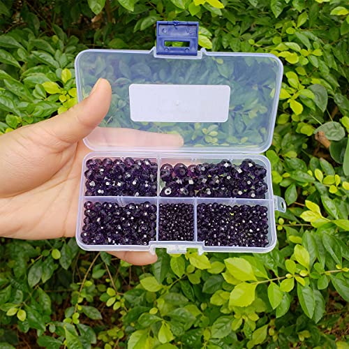 Image of Violet Rondelle Glass Beads for Jewelry Making, Faceted Briolette Crytal Spacer Beads for Bracelet Necklace Earring (2mm 4mm 6mm 8mm 10mm Mixed Sizes, 1000pcs)