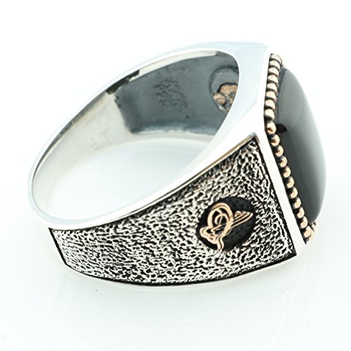 KAR 925K Stamped Sterling Silver Black Onyx Ottoman Men's Ring K41J3