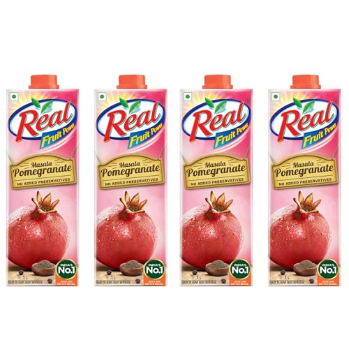 Image of DABUR Real Masala Pomegranate Fruit Juice-1L (Pack of 4)| No Added Preservatives, No Artificial Colours & Flavours|Chatpata Masala|Fruit Nutrition|Tasty, Refreshing & Energizing Fruit Drink