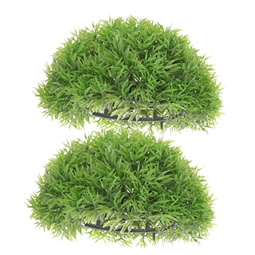 Happyyami 2Pcs Artificial Grass Plant Balls Faux Topiary Decor for Indoor Outdoor Use Hanging Grass Balls for Home Garden Mall Wedding Decorations