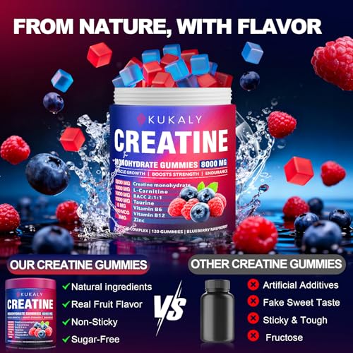 Image of Creatine Monohydrate Gummies for Men & Women, Gummies Sugar Free Mixed Flavored with L-Taurine, BCAA 2:1, B12 B6 for Boost Strength, Focus & Endurance, Vegan, Non-GMO, 120pcs
