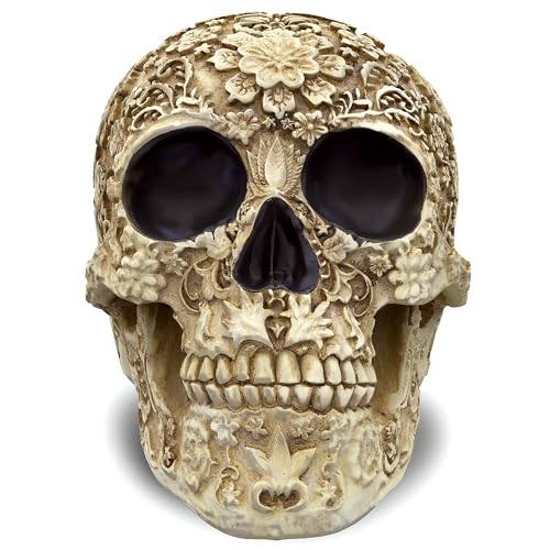 Modelo Calavera Humana Decorativa de Resina Floral miniatura 7
