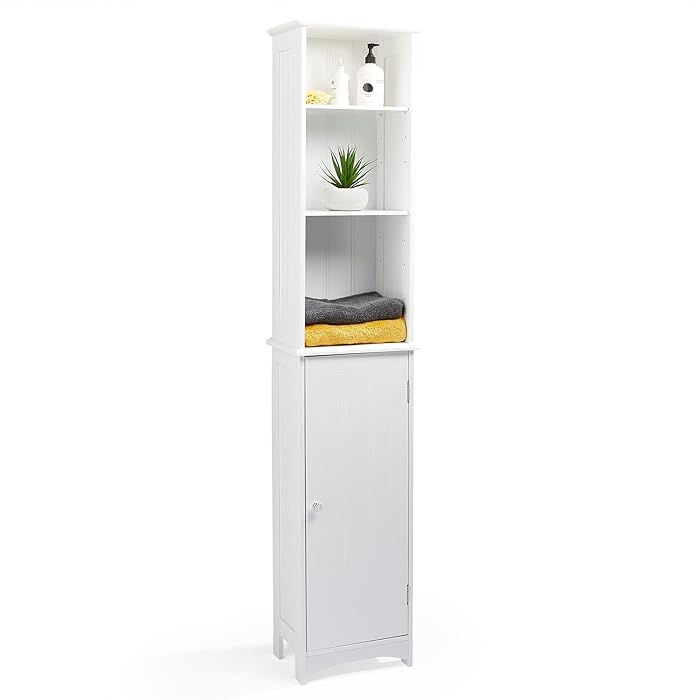 Buy VonHaus Tall Bathroom White Freestanding Storage Cupboard