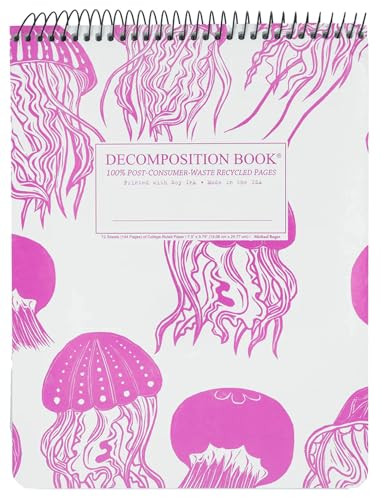 Decomposition Jellyfish 上綴じスパイラルノート ? 7.5 x 9.75インチのジャーナル、大学罫線入りページ ? 学生、アーティスト、オフィスの専門家に最適な左利き用ノートブック ? 米国製