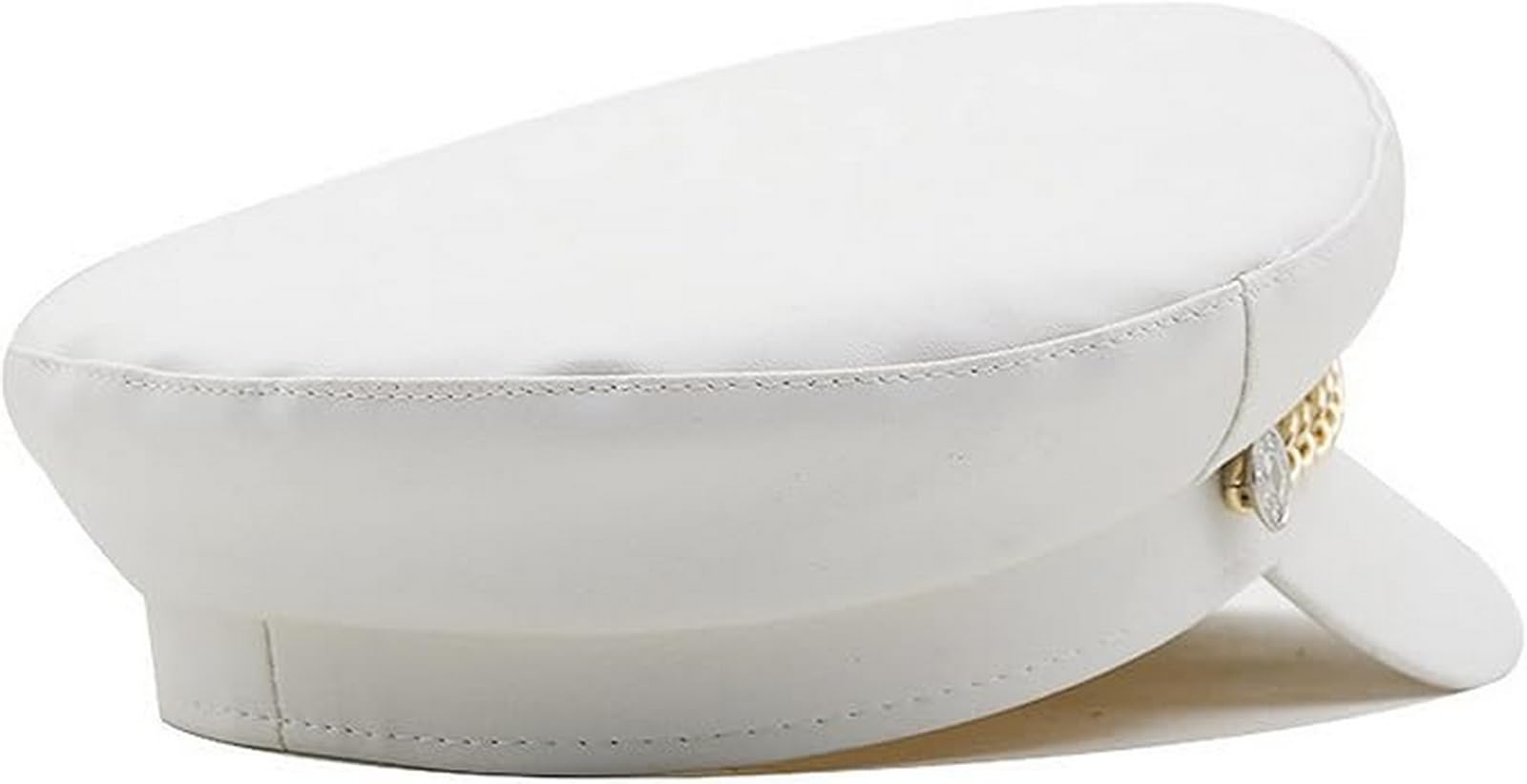 KEAICOS Women PU Leather Newsboy Cap Peaked Beret Hat White