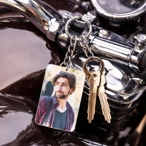 Image of Photo Keychain For Men, Girls, Friends, Car, Bike Customised /Personalized Keyring With Picture Gifts For Birthday, Anniversary 6.3x3.7 CM Wooden MDF