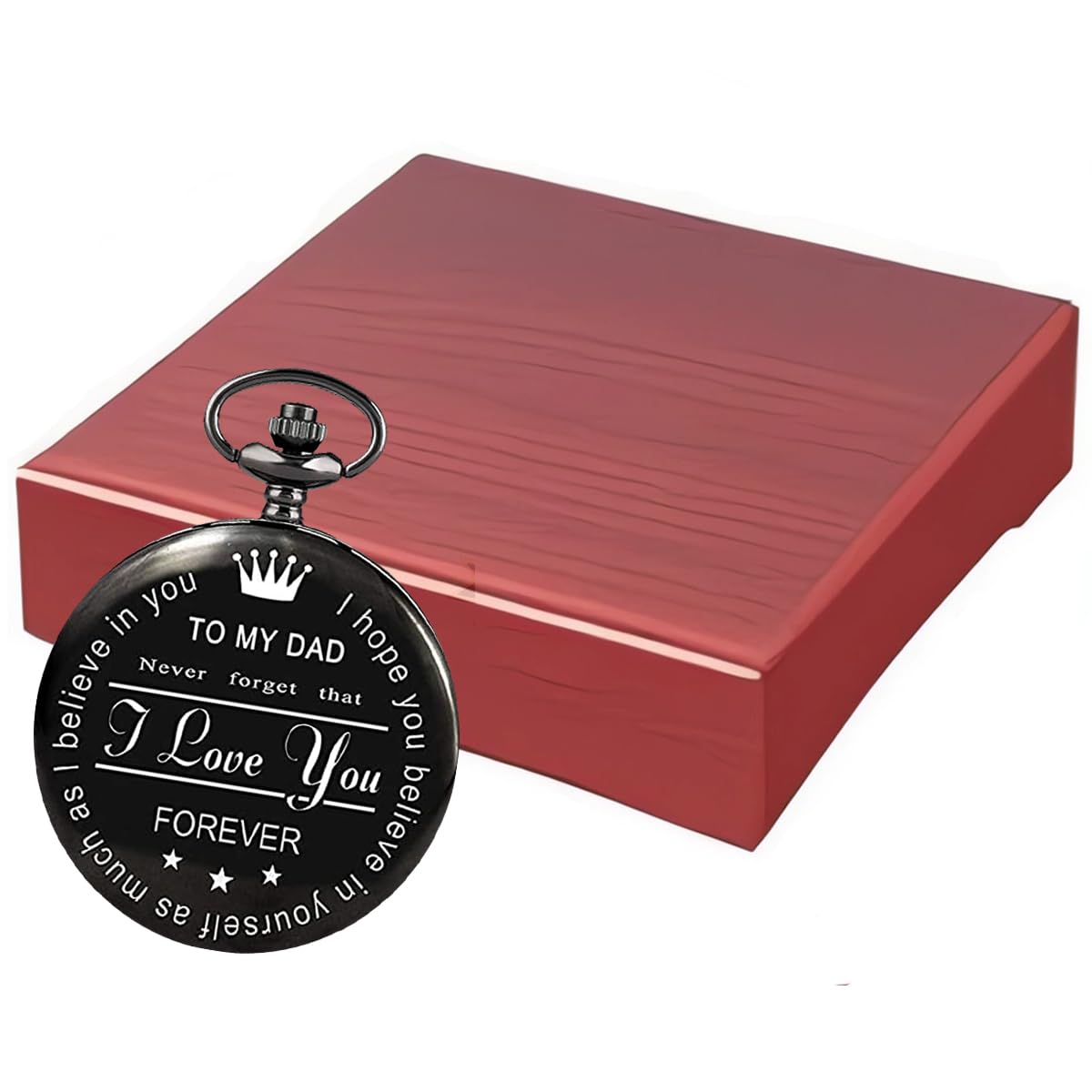 Udaney to My Dad Pocket Watch + Keychain Stone with Beautiful Box for Dad Gifts | Father's Day Gifts