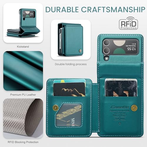Coque portefeuille Samsung Z Flip 4 en cuir durable chic avec fermoir aimanté