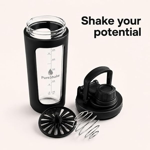 Paddi Glass Protein Shaker Bottle - Odorless, BPA Free, Leak-Proof - 24 OZ | Graduated Ideal Fitness, Milkshake and Smoothies - Image 4