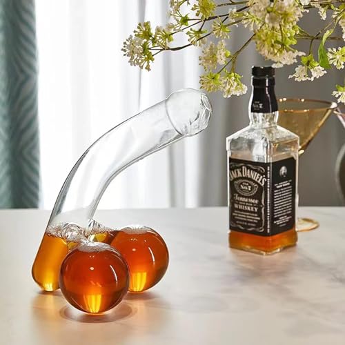 Carafe Amusante, Ensembles de Carafes en Verre Sans Plomb Pour Hommes, Récipient en Verre Unique et Amusant Pour Scotch, Tequila, Brandy, Rhum etc– Accessoires Cadeaux Pour Hommes