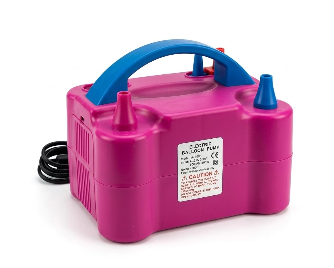 Electric Balloon Pump High-Power Dual Nozzle Portable Balloon Inflator Air Blower for Birthday, Wedding & Event Decoration (Pink for Small Use)-image-20