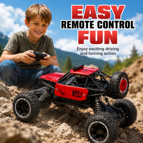 Image of DREAMY DEN Remote Control Car for Kids, 4 Channel RC Off Road Monster Truck with Big Tyres, Power Climbing Rock Crawler Toy Car, Birthday Gift for Boys & Girls 3+ Years, Colour as Per Stock