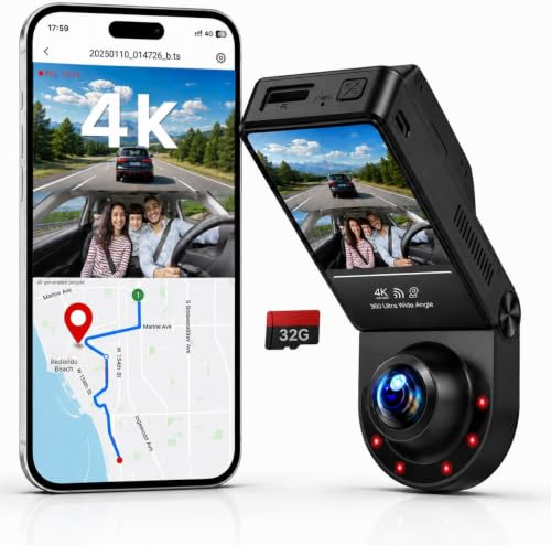 360° Dash Cam Front and Inside 4K+2.5K, 2 Channel Dashcam for Car - image 1