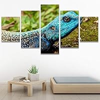 SIGNWIN 5 Panel Canvas Wall Art Alligators Closeup Dramatic Expressionism Hallway Minimalist Multicolor for Home Decorations Ready to Hang - 60