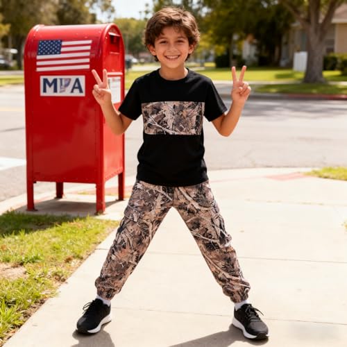 Image of 5-12 Years Boys Clothing Set Camo Hoodie & Cargo Pants Outfits Set 2025 Fashion Clothing