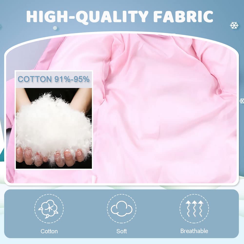 Mädchen Winterjacke mit Abnehmenbarer Fellkapuze Kinder Wintermantel Kälteschutz Warm Verdickte Daunenjacke Daunenmantel Parka…
