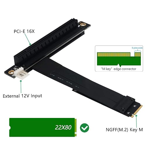 Miniatura 2 de HLT Cable de extensión M.2 NGFF NVMe Key M a PCIe 3.0 X16 (ranura PCI-E en ángulo recto de 90°)
