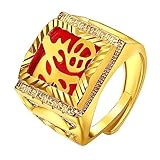 JewelryWe Anillo para hombre chapado en oro, 3 unidades, para el reino, la suerte, la riqueza, el tamaño ajustable, regalo para el día del padre