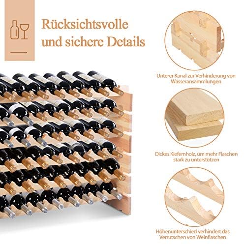 FANTASK Étagère à vin en Bois empilable avec 6 Niveaux pour 72 Bouteilles, étagère à Bouteilles