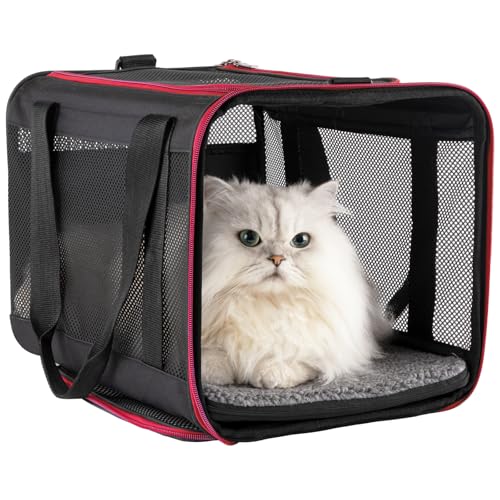 Quick-in Pet Carrier for Cats. 360° Airy Mesh Windows Let