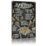 Cartel Chapa Placa Receta De Papas Fritas Divertido Letrero De Estaño Duradero Letrero De Hierro Para Cocina Taller Cueva S