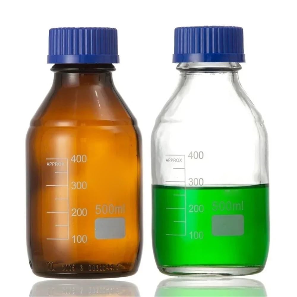 Cristalería de Laboratorio Botella de vidrio transparente azul de 100/250/500/1000 ml con escala de boca de rosca for laboratorio.(Clear 1000ml)