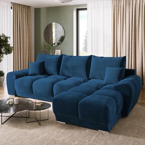 BROMARKT Ecksofa mit Schlaffunktion und Bettkasten Eckcouch Wohnzimmer Couch Sofa L Form Wohnlandschaft Schlafsofa Bettsofa 5 Sitzer Big Möbel 294x184cm NUBES Blau BROMARKT Ecksofa mit Schlaffunktion und Bettkasten Eckcouch Wohnzimmer Couch Sofa L Form Wohnlandschaft Schlafsofa Bettsofa 5 Sitzer Big Möbel 294x184cm NUBES Blau