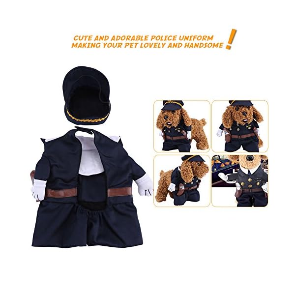 Policeman costume outfits with hat pet dog cat halloween costumes the police for party christmas special events costume uniform with hat funny pet (s) - image 4