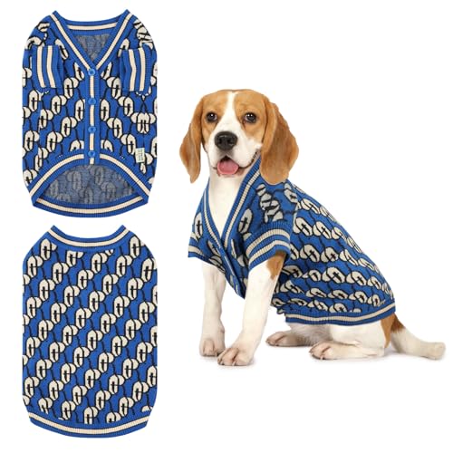On The Roll Pet Sweaters for Dogs Boys and Girls, Dynamic Letter Patterned Dog Sweater,Dog Cardigan,Pet Clothes,Pet Knitted Clothing,Fit for Different Seasons and Kinds of Dogs (Blue XS)
