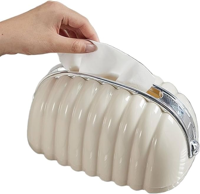 OTISTORES Cream Tissue Box, Creamy Tissue Box Bag Shape Paper Holder | Tissue Holder with Inner Spring, Hollow Bottom High Capacity Household Gadgets for Hostel, Toilet, Home