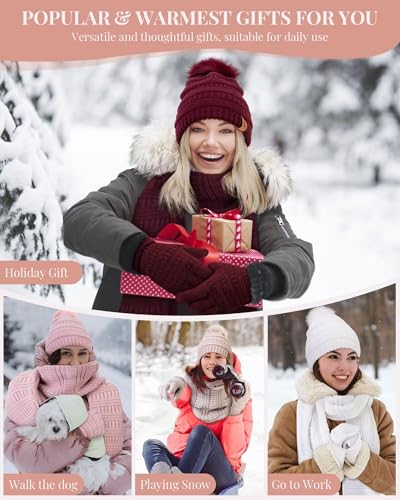 Set de gorro, bufanda y guantes para invierno mujer miniatura 2