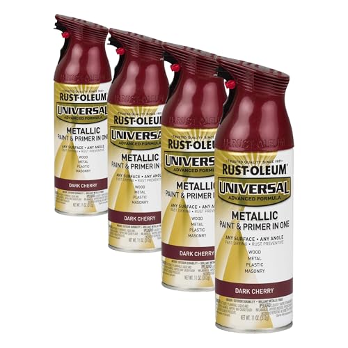 Image of Rust-Oleum 331200 Universal All Surface Metallic Spray Paint, 11 oz, Dark Cherry (Pack of 4)