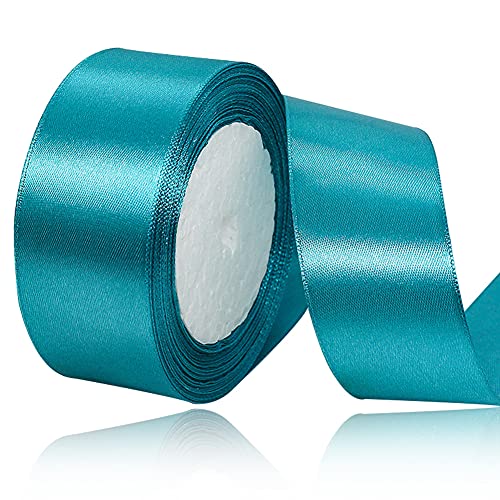 HLOMVE Turquoise Blue Satin Ribbon, 1-1/2 Inch x 25 Yards for Gift Wrapping