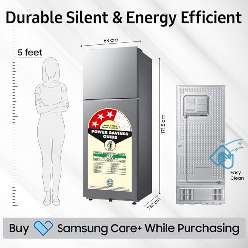 Image of Samsung 330 L, 3 Star, Convertible 5-in-1, Digital Inverter, Frost Free Double Door, WiFi Enabled Bespoke AI Refrigerator (RT34DG5A4DS8HL, Elegant Inox, Silver)