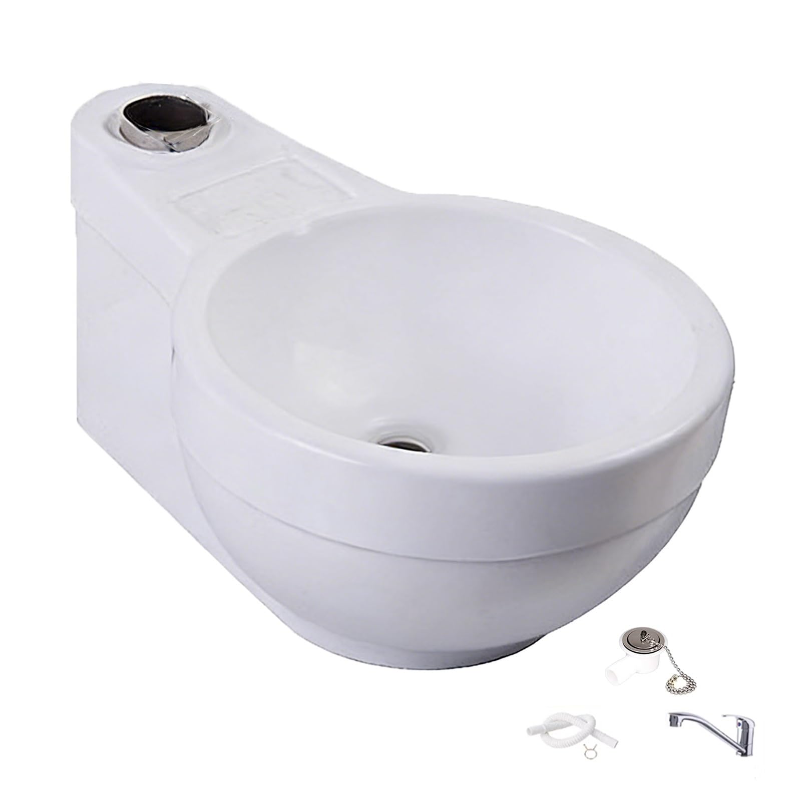 Giratorio Fregadero Camping, Lavabo Caravana con Grifo, Fregadero Cocina de Acrílico, Incluye Desagüe, Apto para Bar, Cocina y Autocaravana